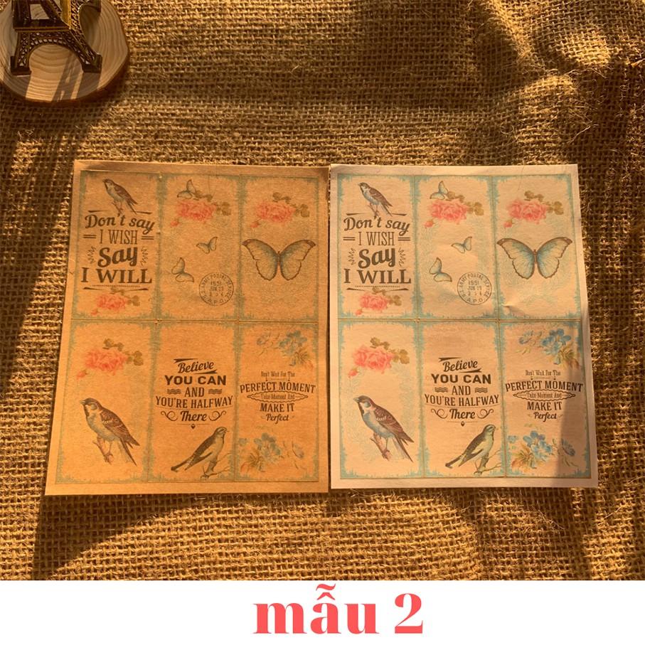 Set 2 tờ sticker vintage - trang trí, bullet journal sổ tay - sổ kế hoạch - uni003