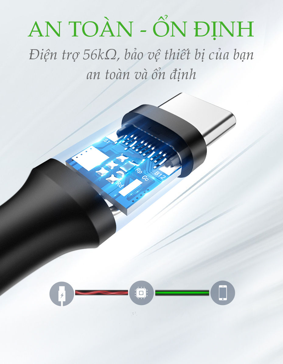 Cáp sạc nhanh Type-C - Hãng sản xuất UGREEN US287 - dòng tối đa 3A, độ dài 3m, siêu bền - Hàng nhập khẩu chính hãng