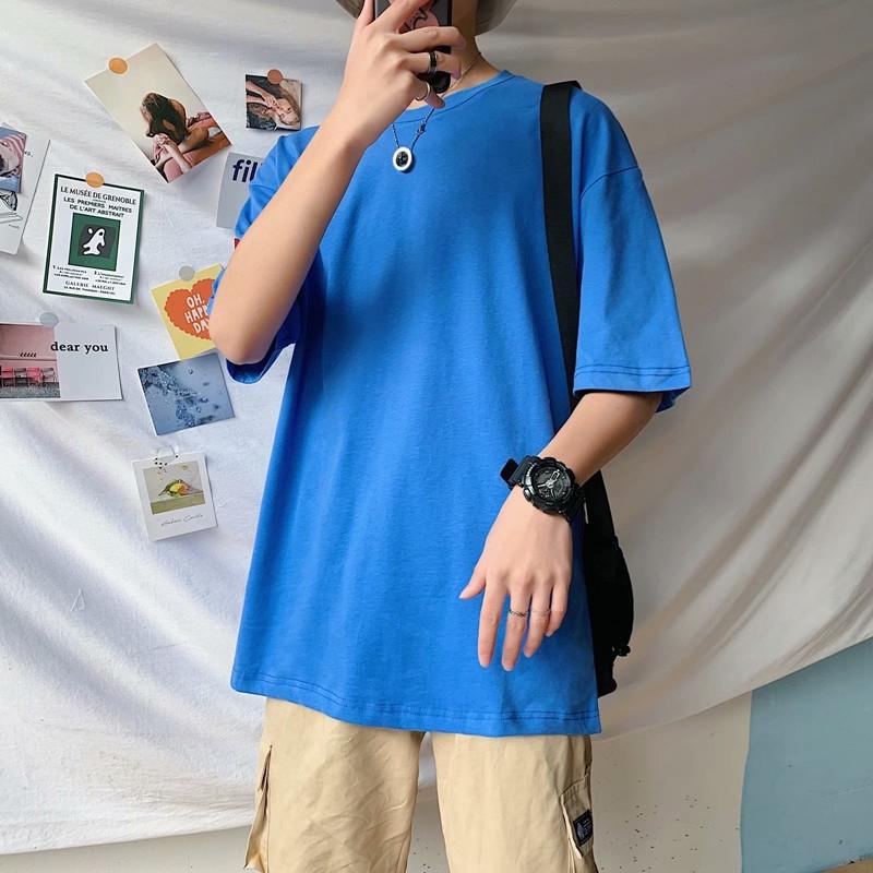 Áo Thun Ngắn Tay Form Rộng Màu Trơn Đơn Giản Dành Cho Nam