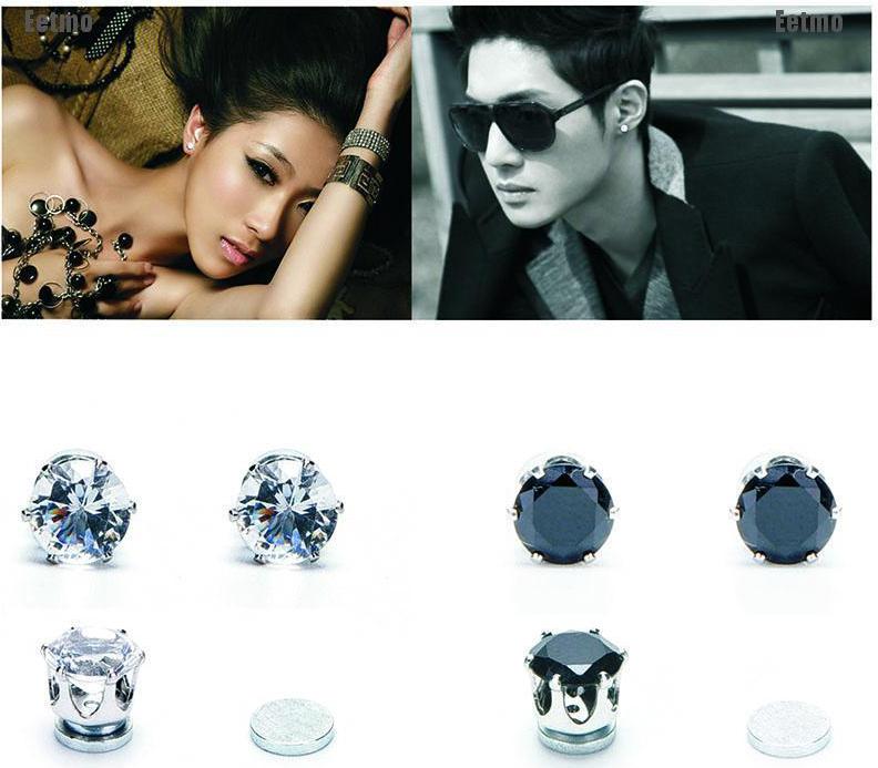 Bông tai nam châm hít đính đá unisex style Hàn Quốc