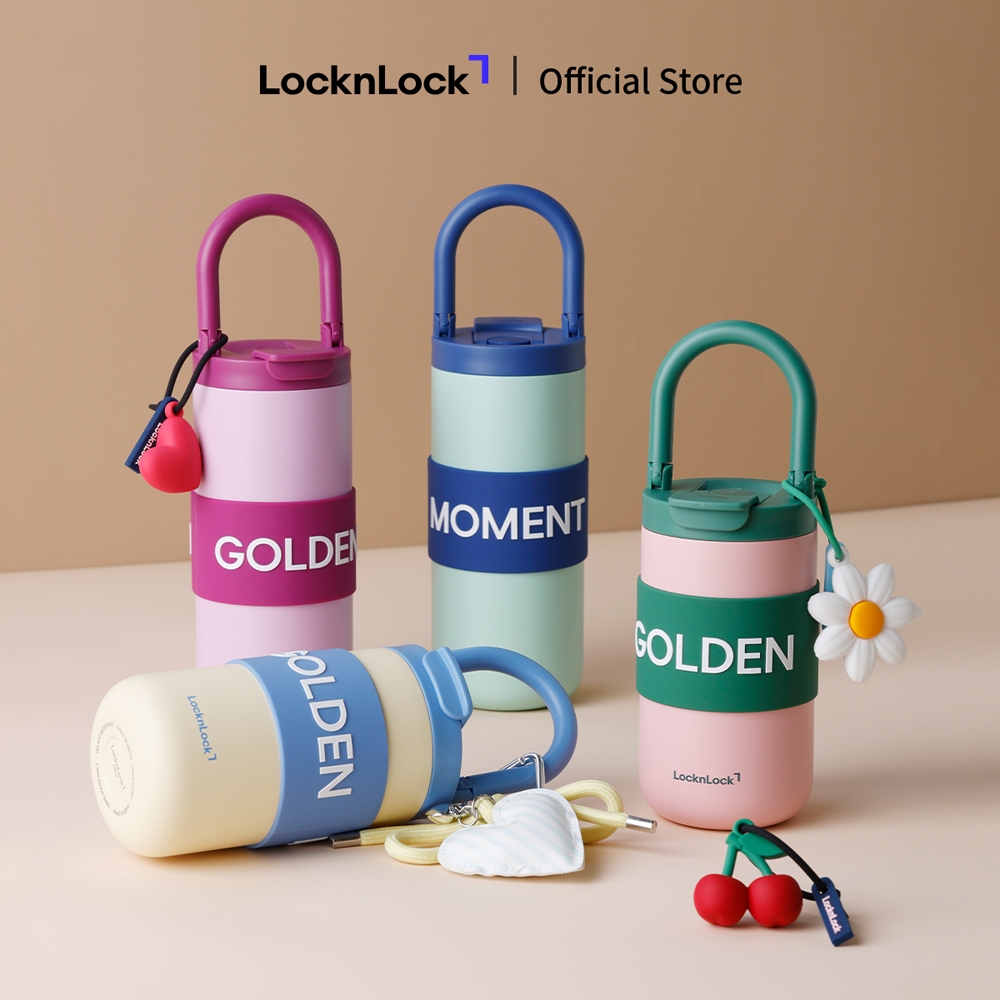 Bình Giữ Nhiệt LocknLock Fold Grip Tumbler 420ml, 550ml LHC4435 LHC4436 Bọc Silicon, Hàng Chính Hãng - JoyMall