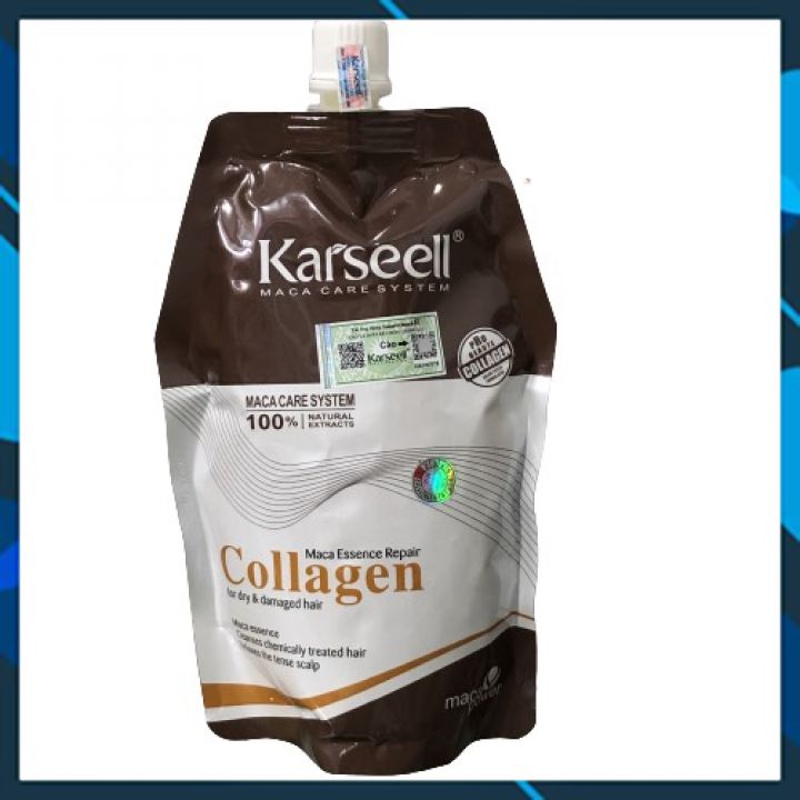 Kem ủ tóc Collagen Karseell Maca 500ml + Cặp gội xả gói 15mlx2