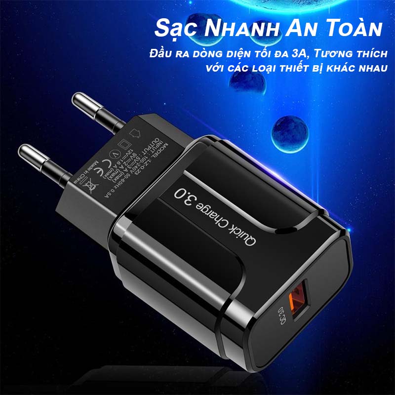 Hình ảnh Củ Sạc Nhanh 20W Cao Cấp Quick Charge 3.0 Đen Trắng Hỗ Trợ Sạc Nhanh Cho Điện Thoại Android Phụ Kiện Tai Nghe Bluetooth Cáp Sạc Pin Dự Phòng - ML033