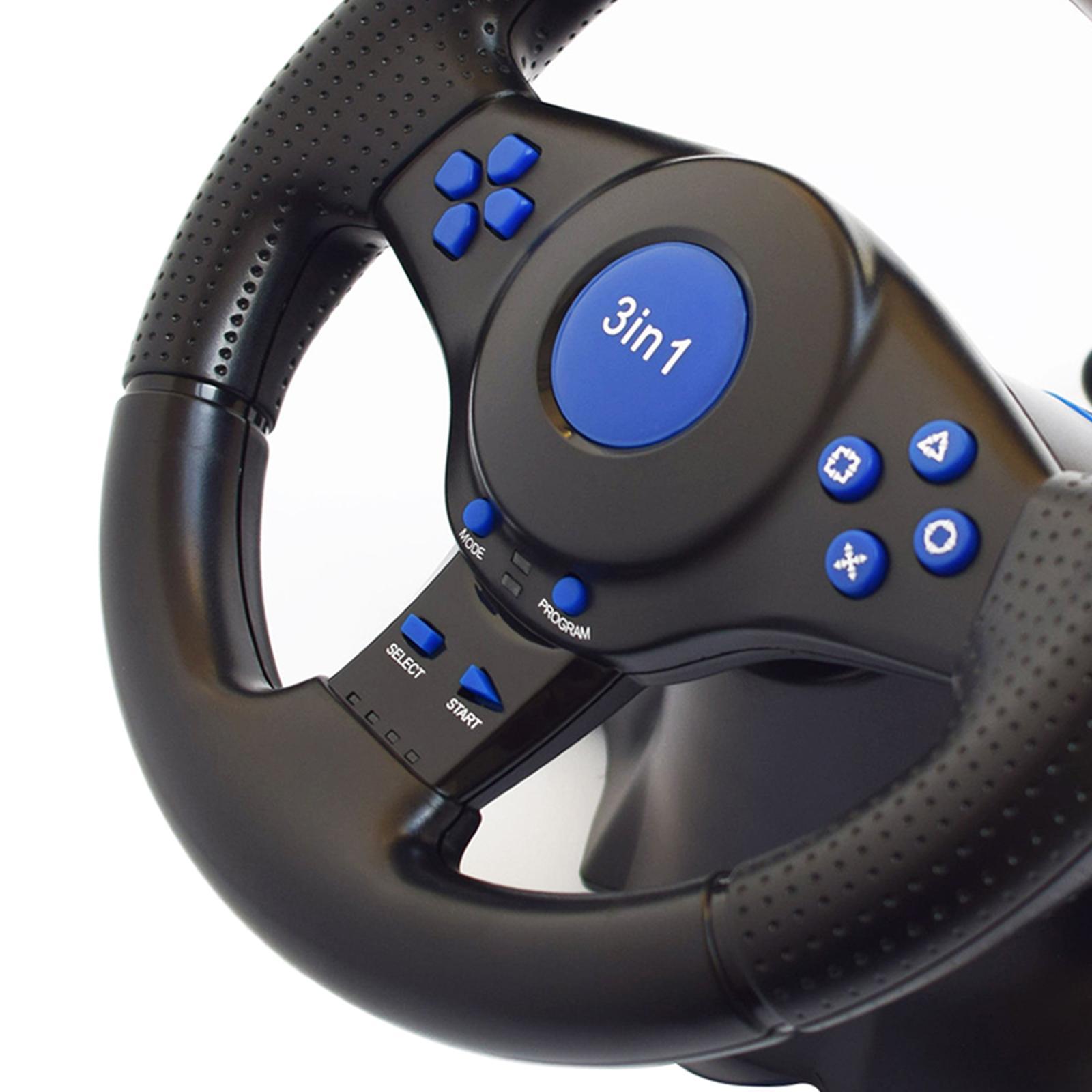 Driving Game Racing Steering Wheel + Brake Pedals Kit fits for PS3 PC Game