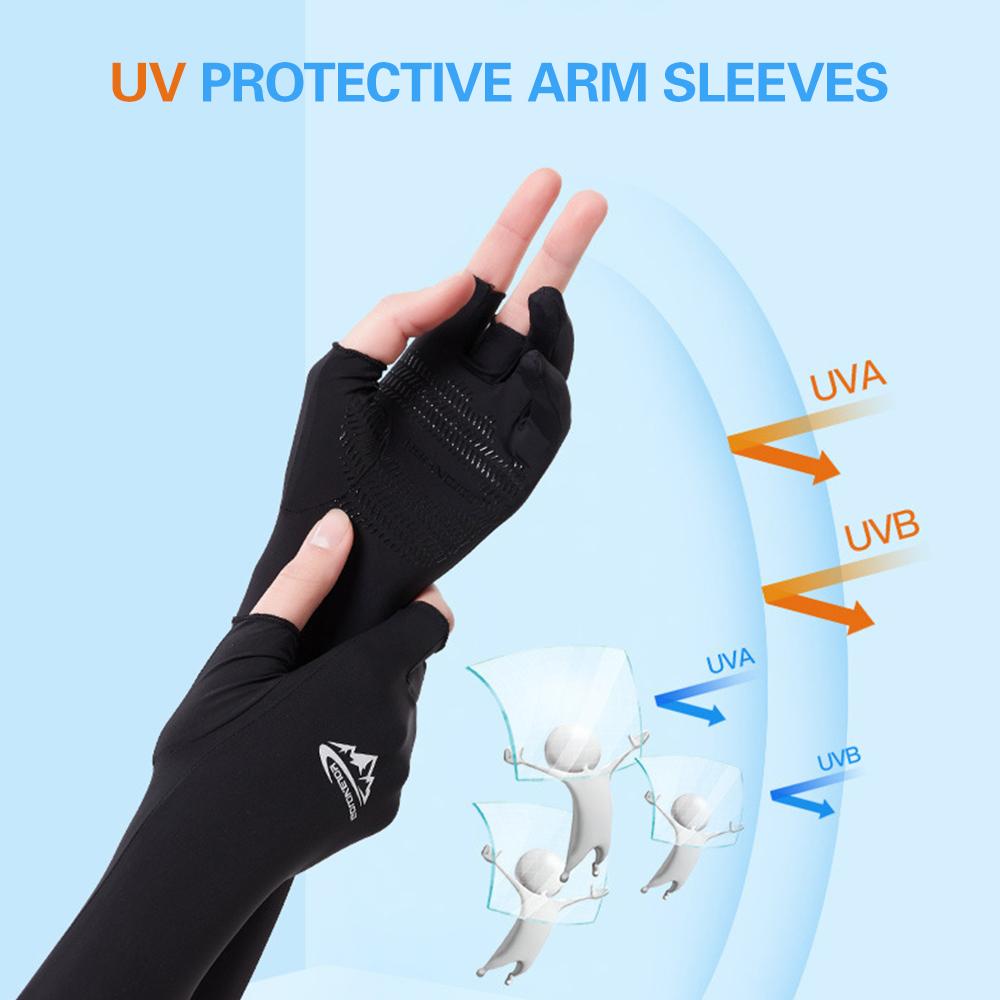 Găng tay, bao tay dài chống nắng, chống tia UV hở 3 ngón tiện dụng cho nam nữ