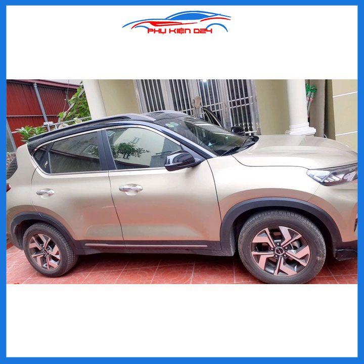 Bộ nẹp viền chân kính cong kính Kia Sonet 2021-2022-2023 Inox sáng bóng chuẩn form xe