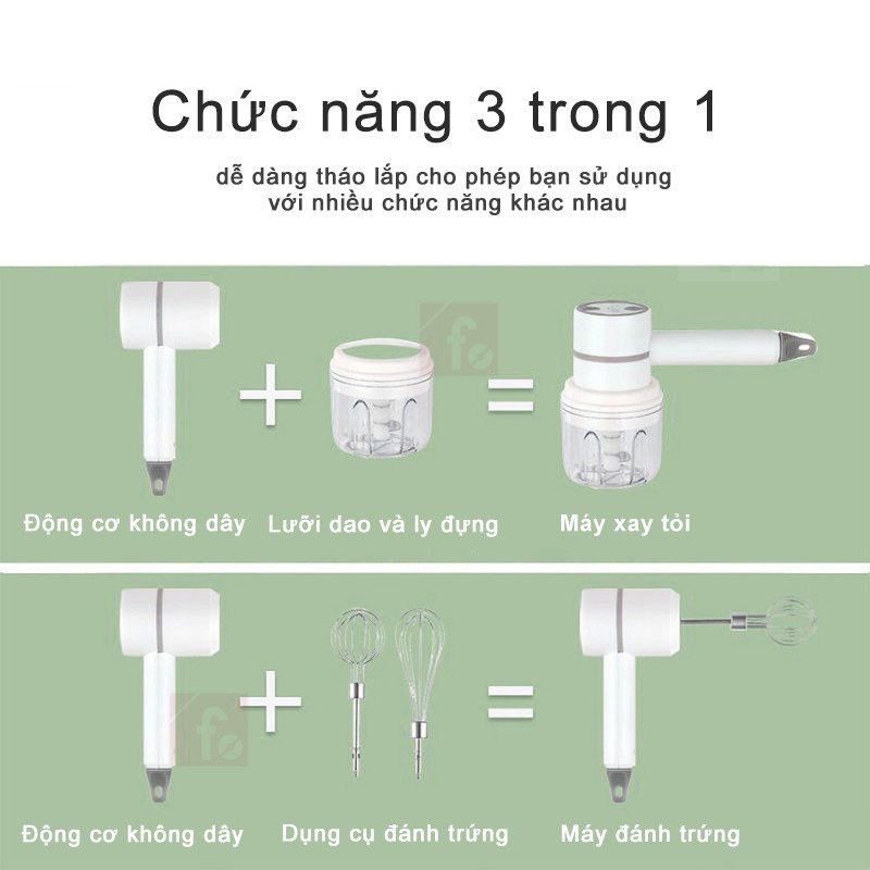 Máy Đánh Trứng Không Dây - Sử Dụng Pin Sạc Công Suất Cao Nhỏ Gọn