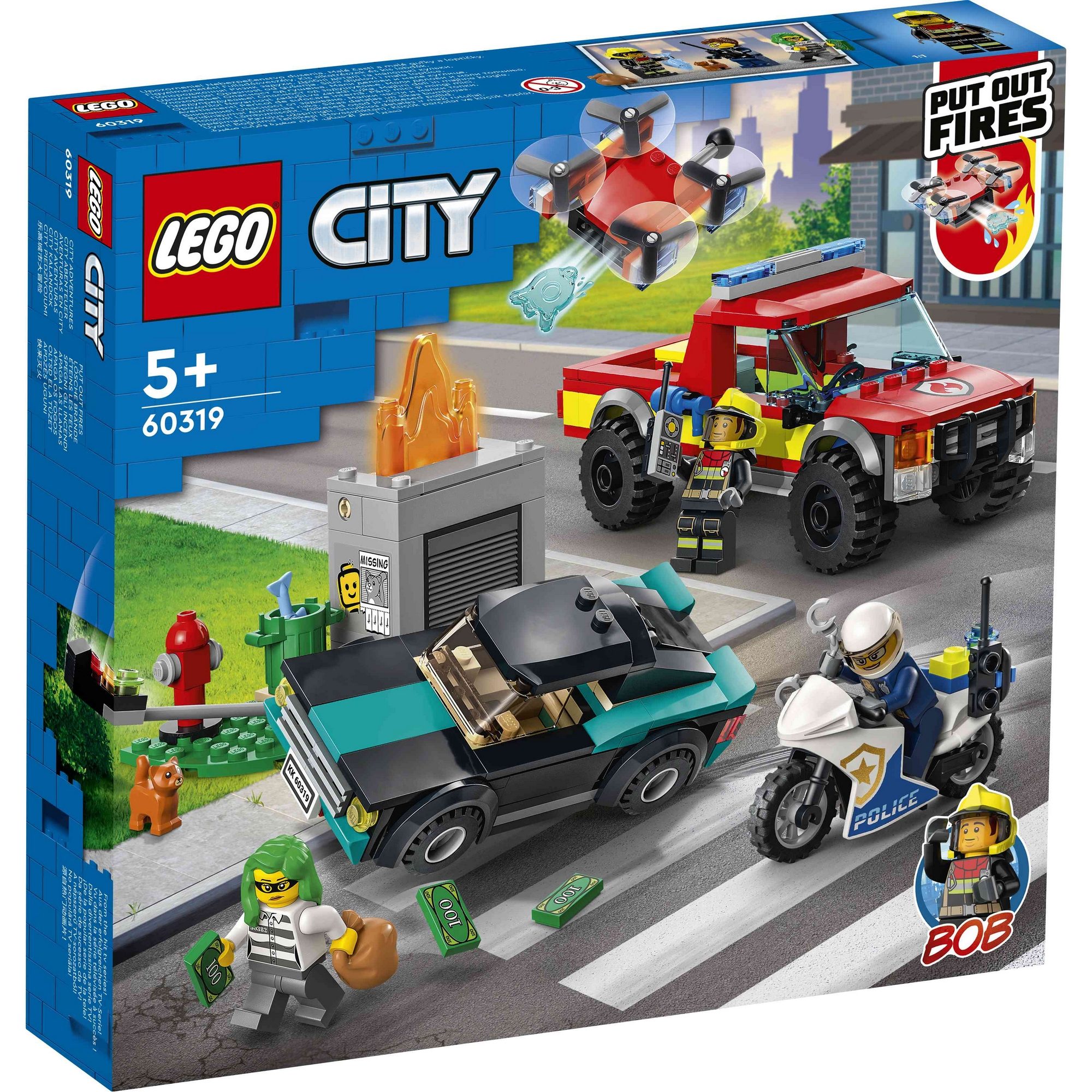 LEGO City 60319 Xe cứu hỏa &amp; cảnh sát truy bắt tội phạm (295 chi tiết)