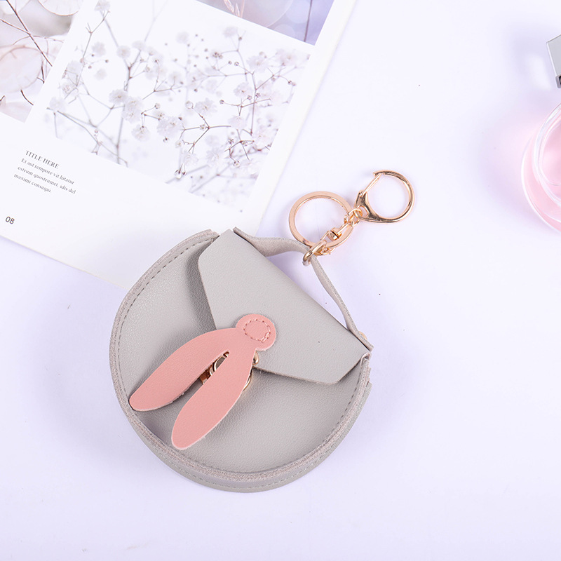 Móc khóa ví da PU túi xách nắp tai thỏ cute 11x3,5x10cm