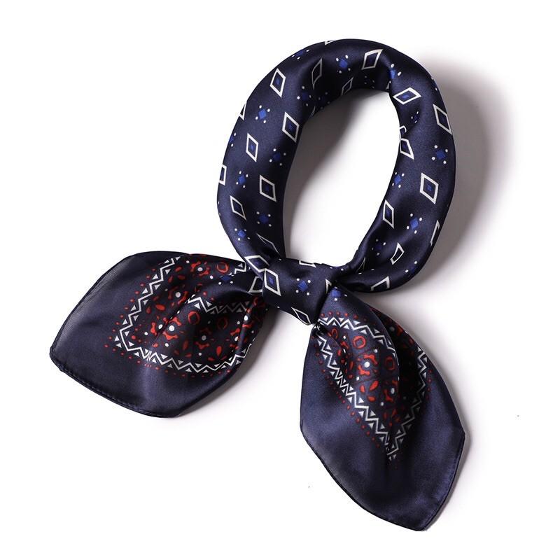 Khăn turban lụa vuông cao cấp choàng cổ size 70x70cm thanh lịch đa năng dùng làm áo yếm in hoa văn