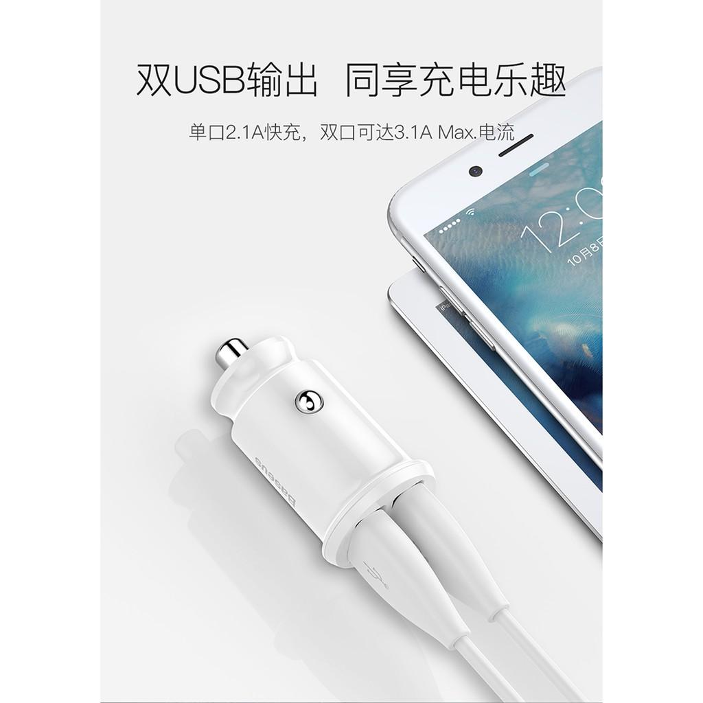 Bộ tẩu sạc nhanh đa năng siêu xinh 3.1A dùng cho xe hơi Baseus với 2 cổng USB - Hàng Chính Hãng