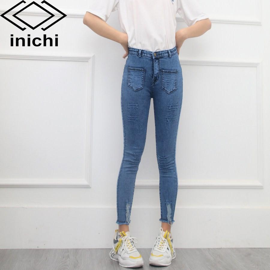 Quần jean nữ INICHI Q712 dài ống ôm vải jean co giản chất đẹp