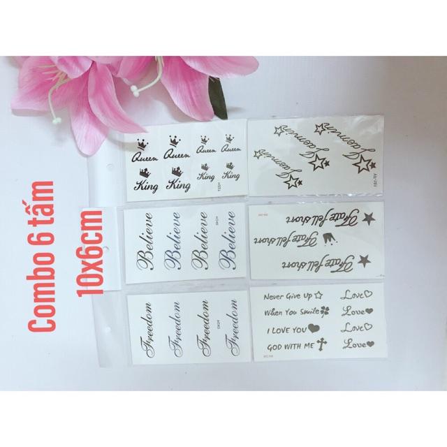 Combo 6 tấm hình xăm dán chữ believe 10x6cm