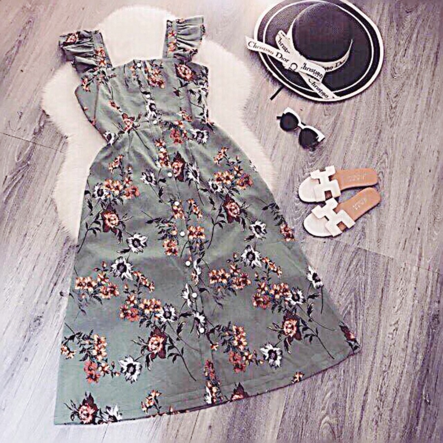 ĐẦM MAXI SUÔNG HOA TAY CÁNH TIÊN