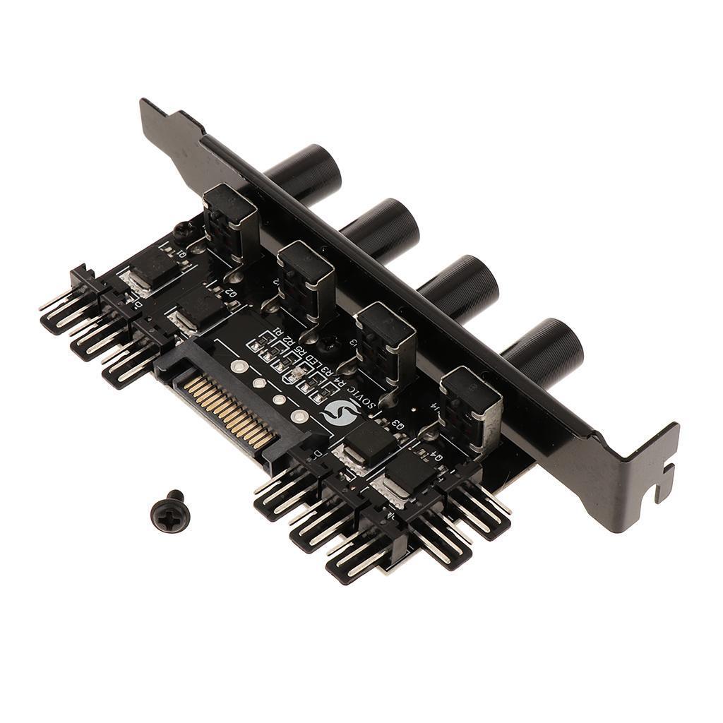 8 Way Desktop Computer Cooling Fan Speed Controller SATA 4Pin Power Adapter