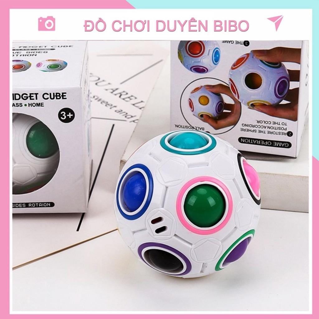 Football fidget cube quả bóng ma thuật màu sắc cầu vồng 7cm, rèn luyện trí não cho bé