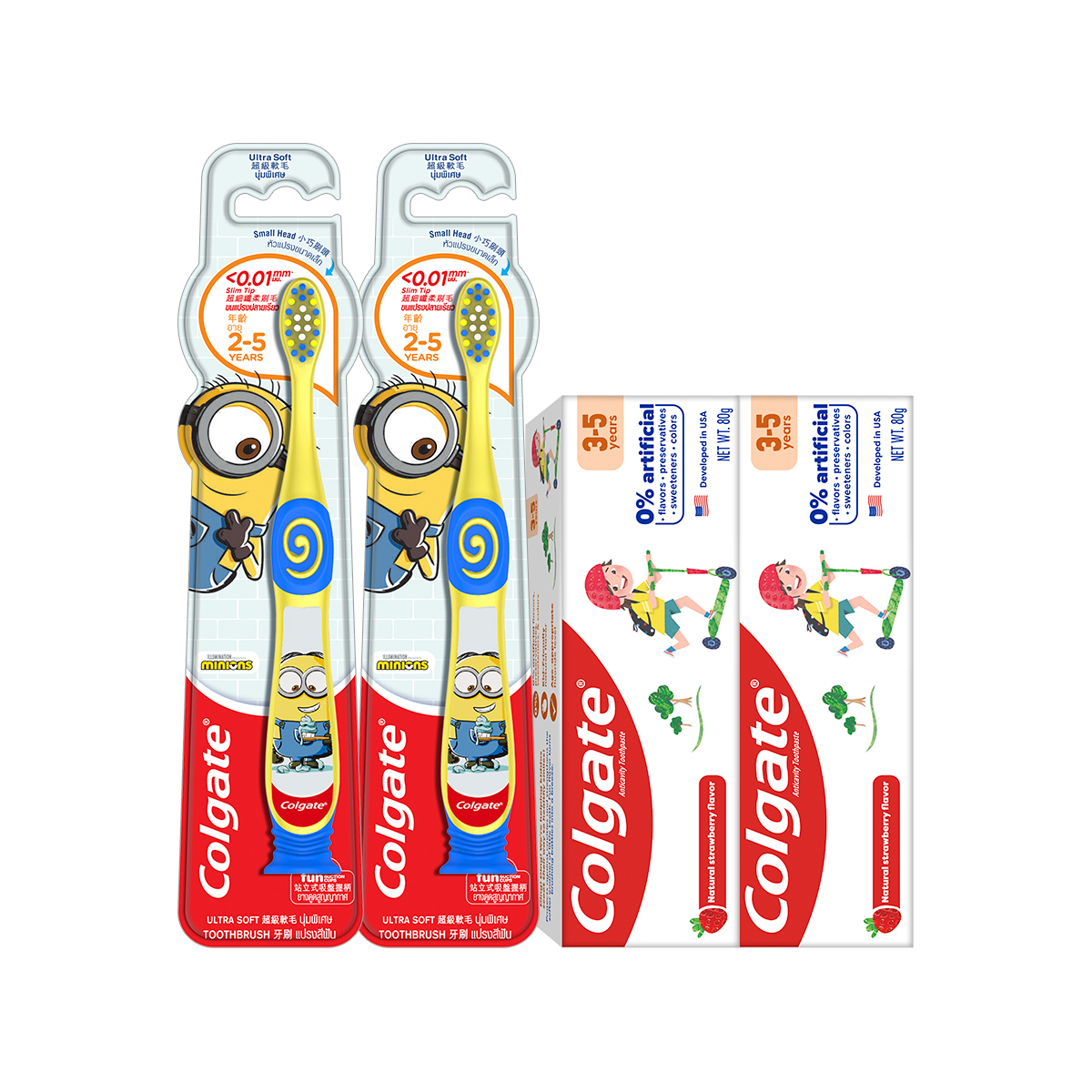 Combo 2 Bàn chải đánh răng Colgate Minion và Kem đánh răng Colgate Kid Free From bé 3-5 tuổi