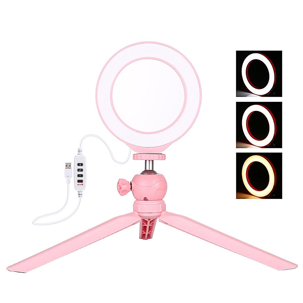 4.7"/6.2"/10.2" USB 3 Modes Dimmable Selfie Ring Light + Tripod Stand 3.14"-5.7" Makeup