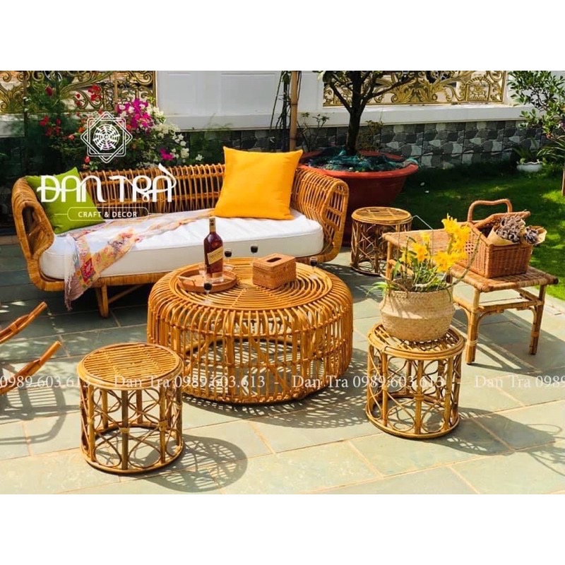 Ghế Sofa Tổ Chim Cổ Điển, Ghế Sofa Mây Thư Giãn, Sang Trọng, Bàn Ghế Mây Tre ĐAN TRÀ