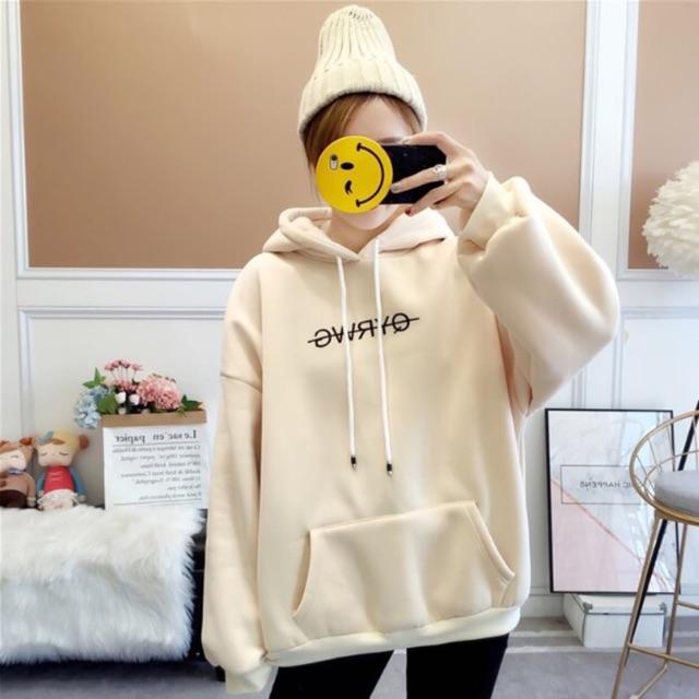 Áo hoodie nữ in kí tự