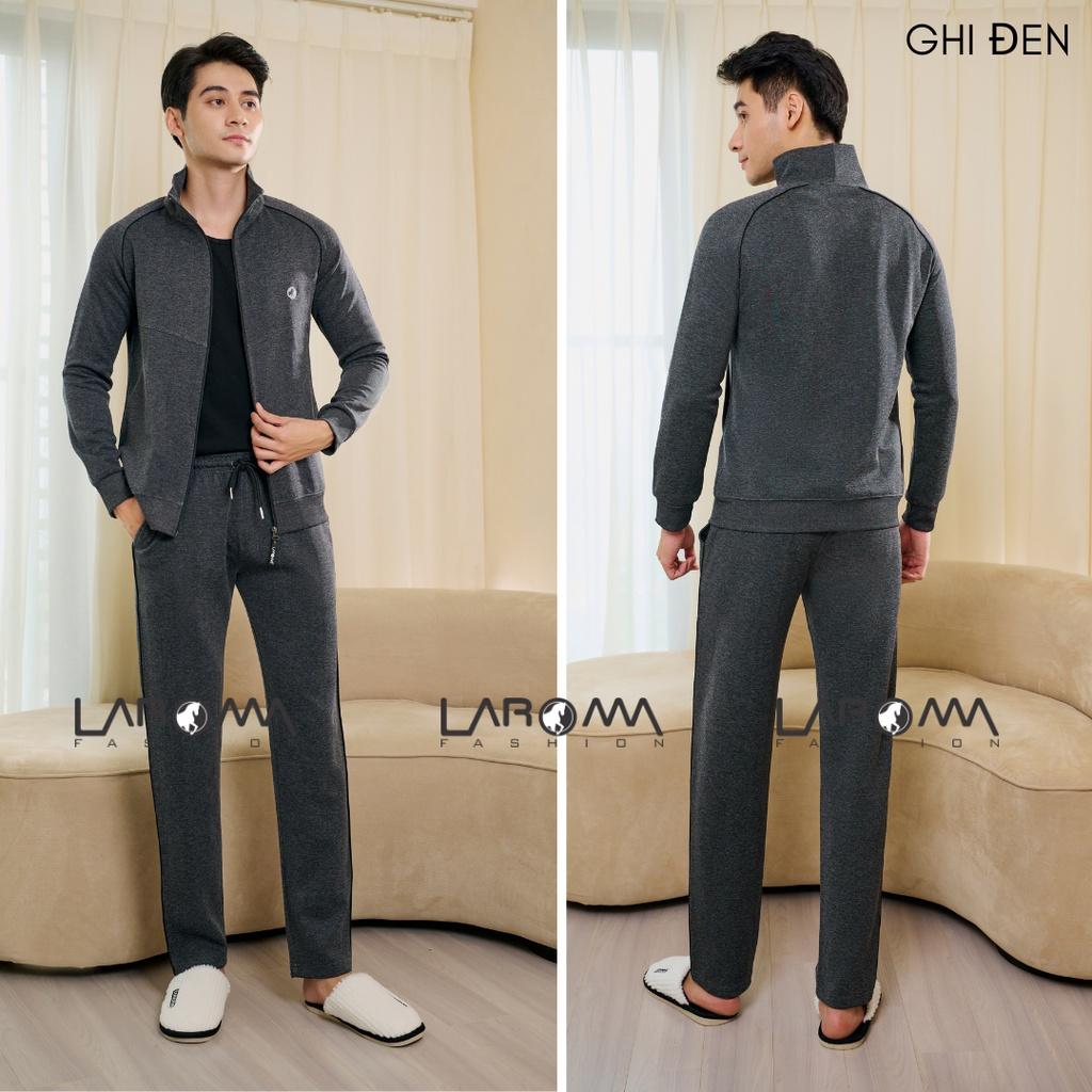 Bộ Quần Áo Nỉ Thu Đông Khóa Kéo Laroma Cho Nam | Sọc Đơn - Giữ Ấm - Vải Thơm - Kháng Khuẩn