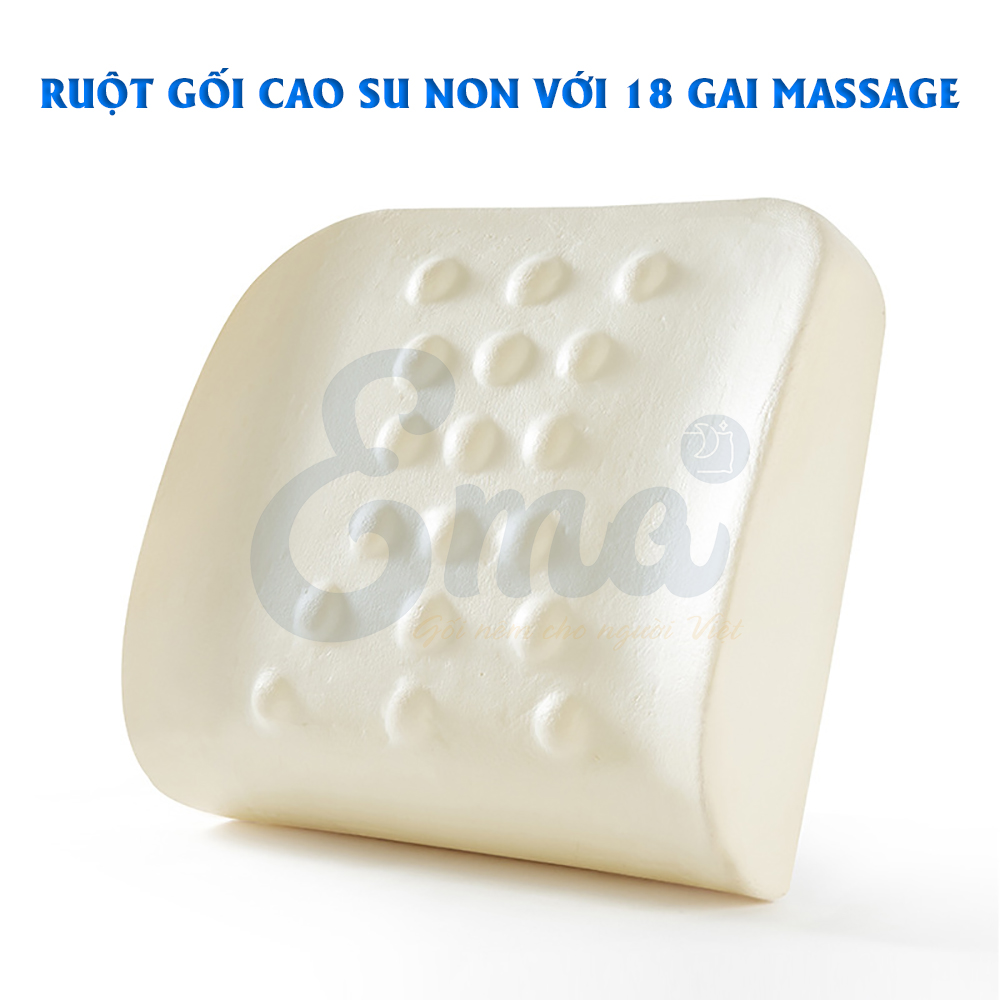 Gối dựa lưng cao su non có gai massage EMA cho dân văn phòng, lái xe, học sinh - Thế hệ thứ 3 nâng cấp gai massage độc đáo