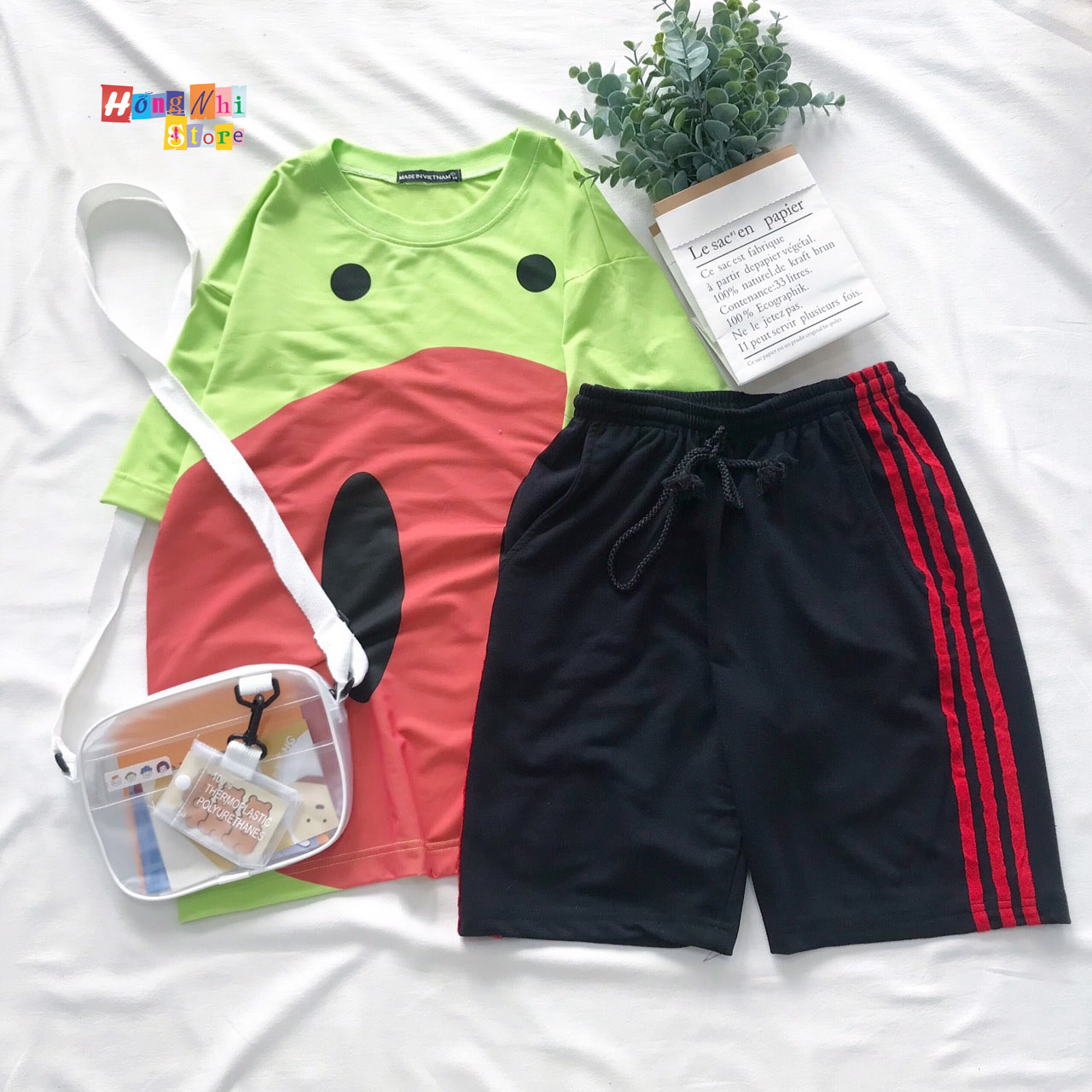 Quần Short Thun 3 Line Sọc Đỏ Unisex - MM