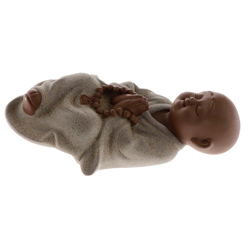 Ceramic Small Buddha Statue kung fu Monk Figurine Tea pet Ornament Style1