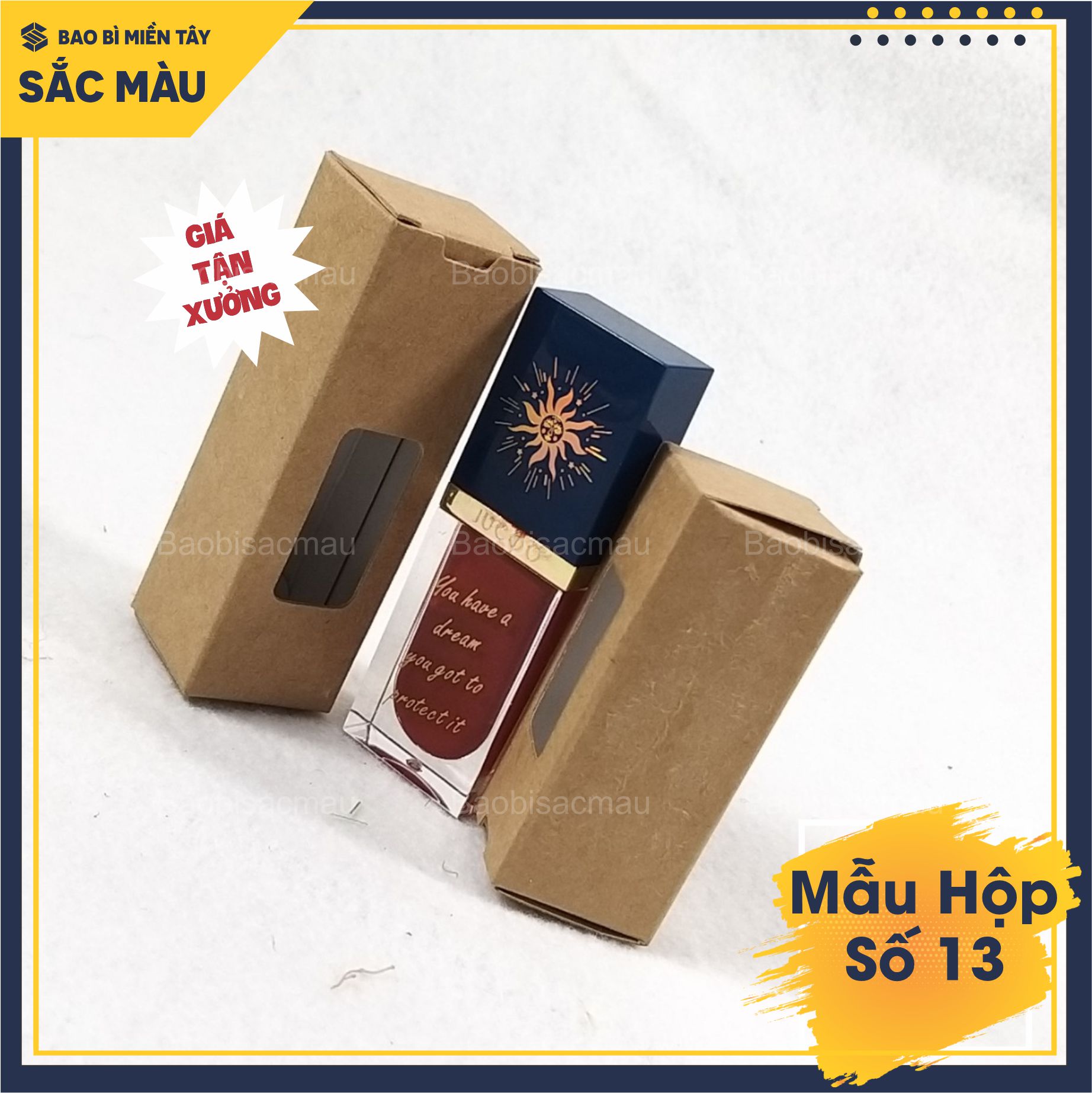 5 Hộp giấy kraft ( mẫu số 13) đựng son, chai tinh dầu, chai serum 10ML .... với 2 kích thước nhỏ gọn, tiện dụng