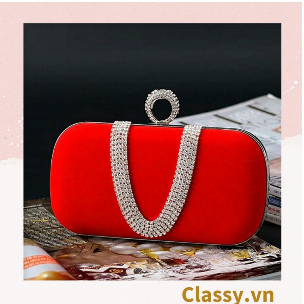 Cốp nhung - Clutch Classy nhung đi tiệc siêu sang Dài 18 CM X Cao 6 CM, đựng vừa điện thoại, son môi T262