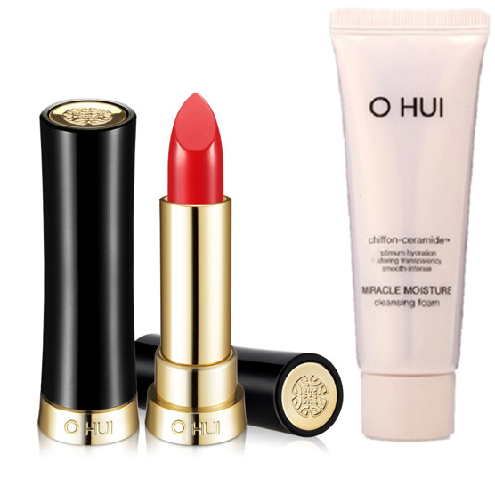 Combo Son môi OHUI Rouge Real Lipstick RW13 và 1 tuýp sữa rửa mặt dưỡng ẩm Miracle Moisture 40ml