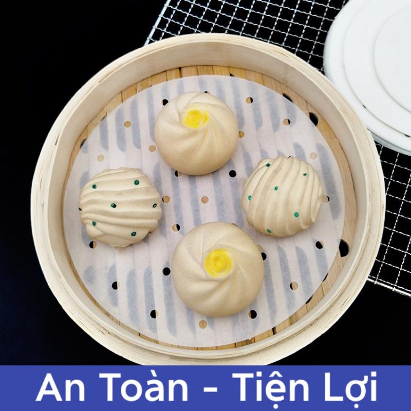 100 Tờ Giấy Nến Đục Lỗ, Giấy Nến Tròn Lót Xửng Hấp Bánh Bao, Nồi Chiên Không Dầu
