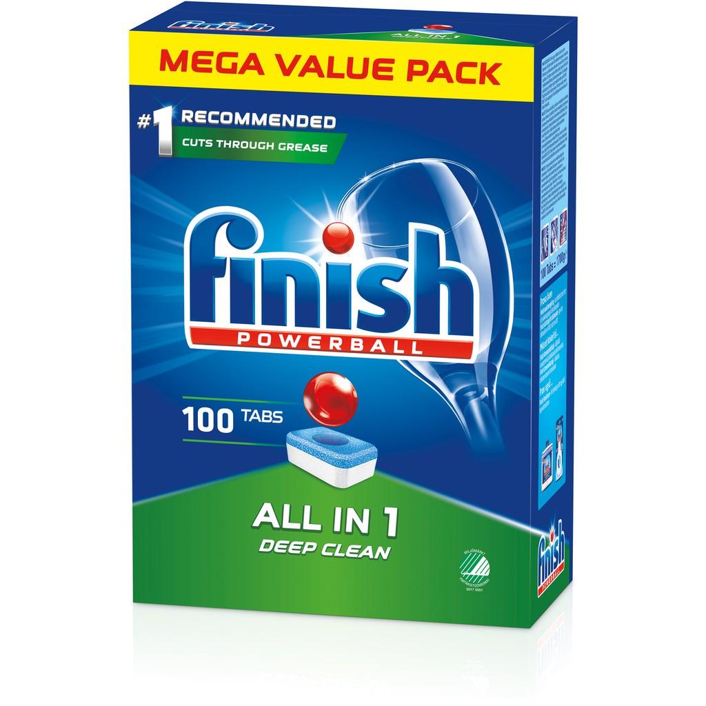 Finish All In One Detergent Regular 100 Tabs - Viên rửa chén bát Finish + tặng viên finish nhật