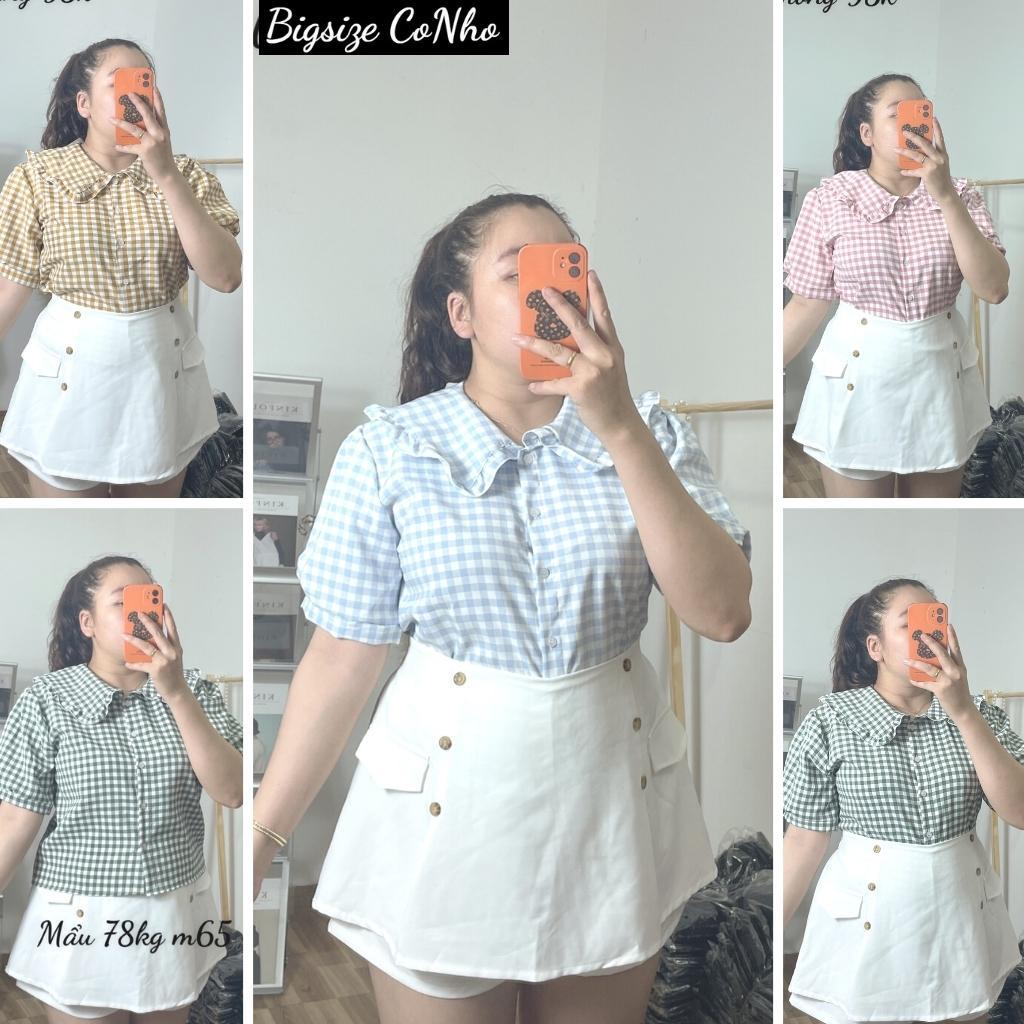 Áo sơ mi caro bigsize nữ cài nút vải kate xốp mát mẻ AK2