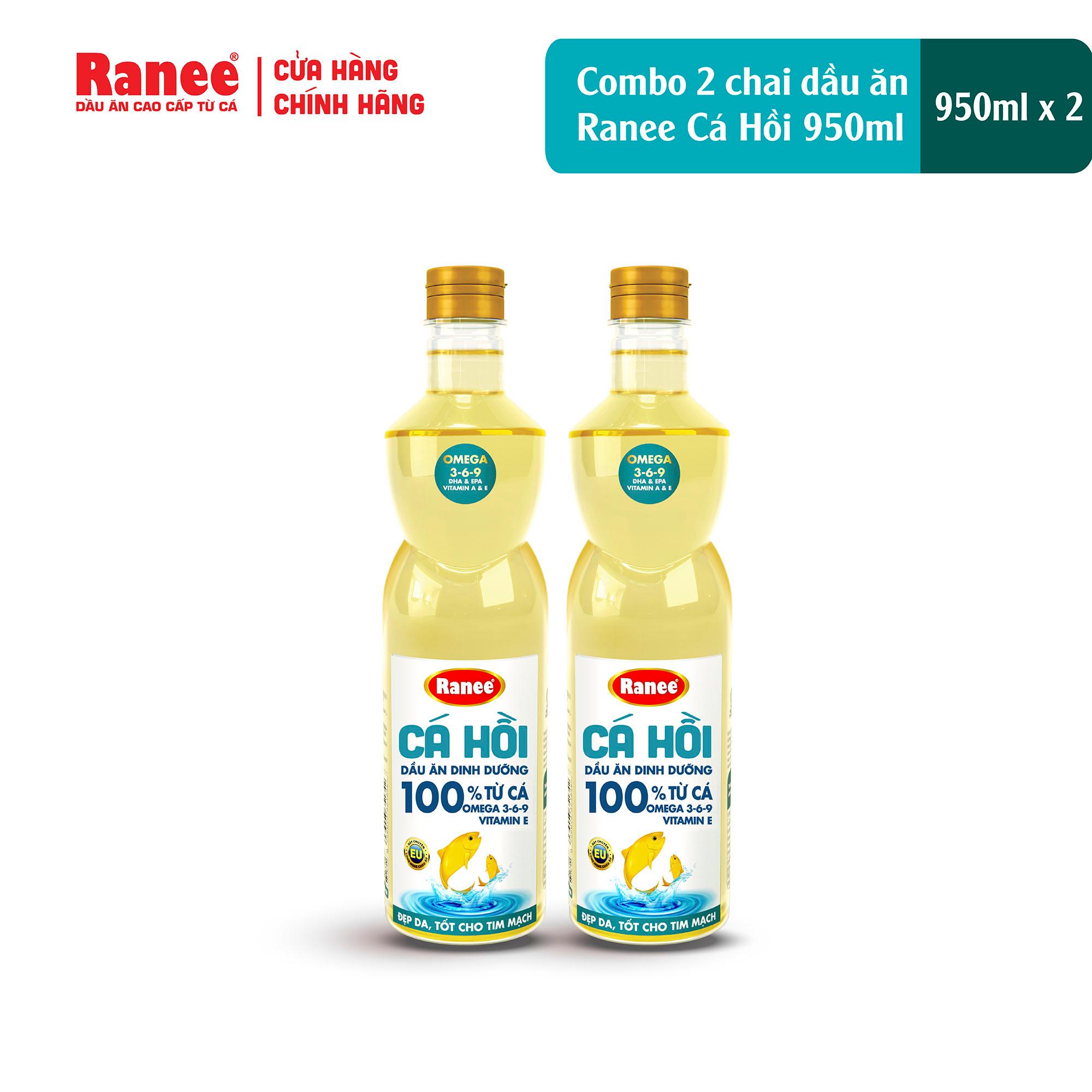 Combo 2 chai dầu ăn dinh dưỡng Ranee Cá Hồi 950ml