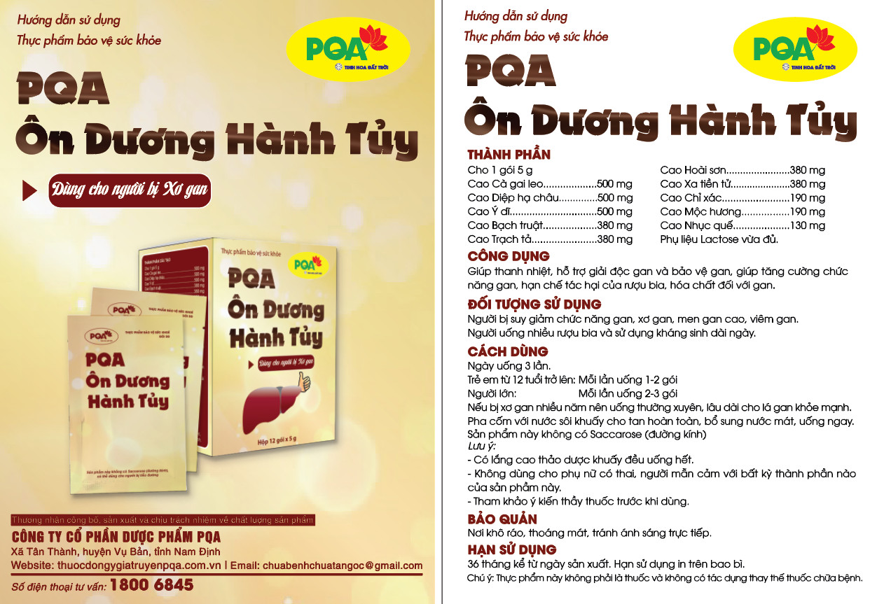 PQA Ôn Dương Hành Tủy là dược phẩm giúp thanh nhiệt, hỗ trợ giải độc gan và bảo vệ gan, giúp tăng cường chức năng gan, hạn chế tác hại của rượu bia, hóa chất đối với gan.