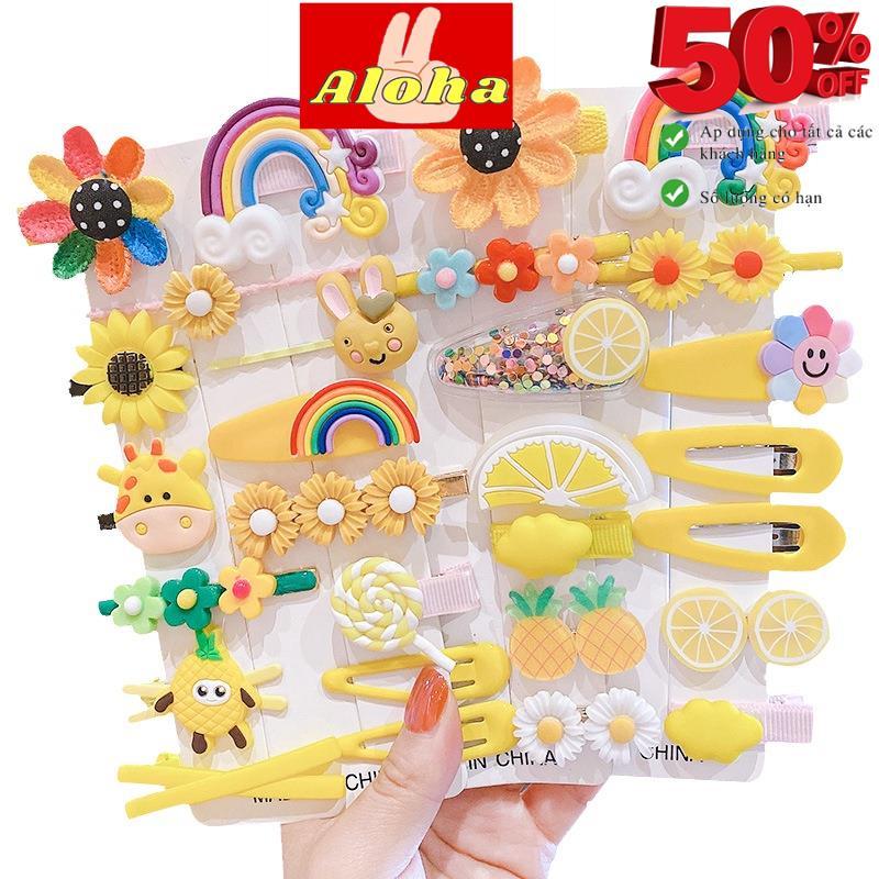 GIÁ RẺ NHẤT  Kẹp tóc cho bé gái set 14 chiếc họa tiết rất dễ thương (chọn mẫu) ALOHA SHOP