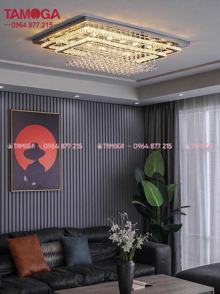 Đèn Led ốp trần pha lê D1200mm 3 chế độ ánh sáng TAMOGA 0906