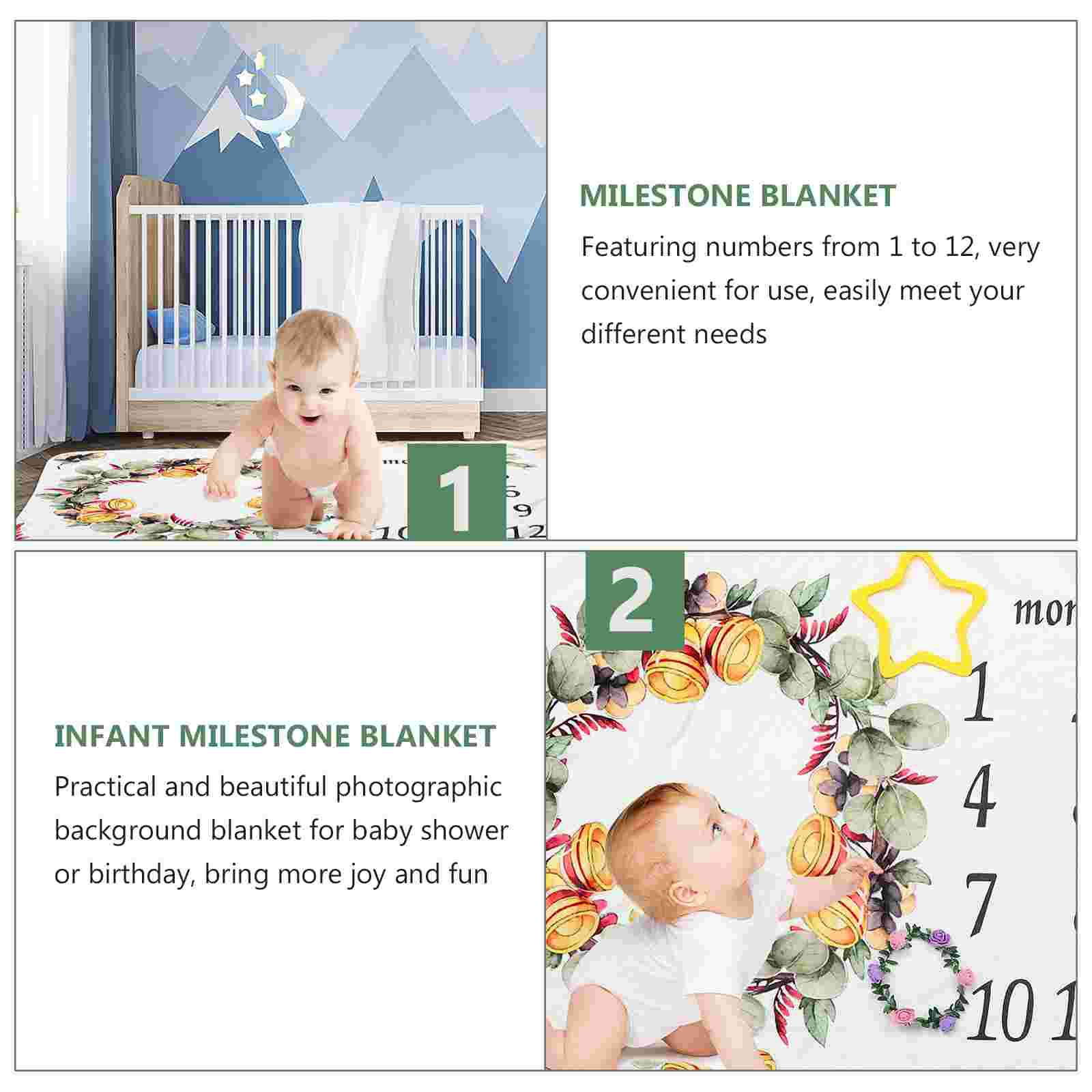 Bé Gái Bé Trai Cột Mốc Chăn Biểu Đồ Phát Triển Bộ Chăn Ga Gối Chụp Ảnh Chống Đỡ