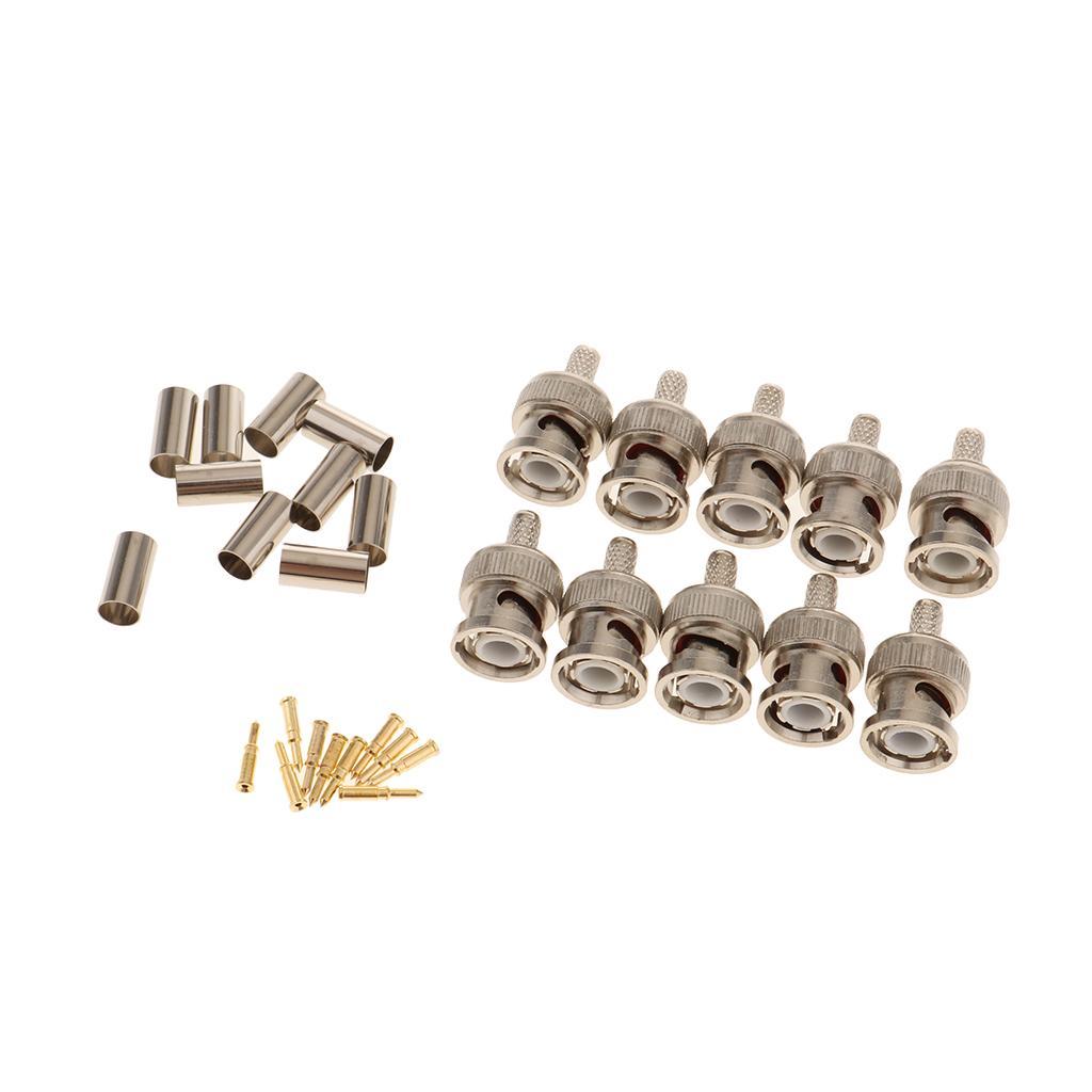 BNC Crimp Tools for RG58 10pcs BNC Plug Crimp Connector Set