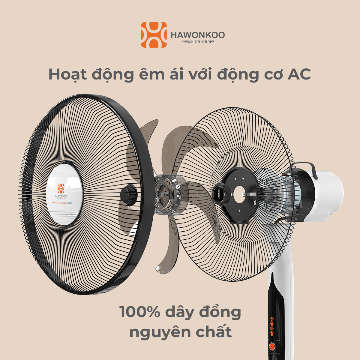 Quạt đứng HAWONKOO FAH-011 Có Điều Khiển 5 Cánh Hàng Chính Hãng Bảo Hành 12 Tháng - Thương Hiệu Hàn Quốc