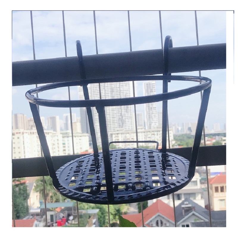 5 Giỏ Sắt Treo Chậu Hoa Ban Công Hình Tròn - Màu Cà Phê