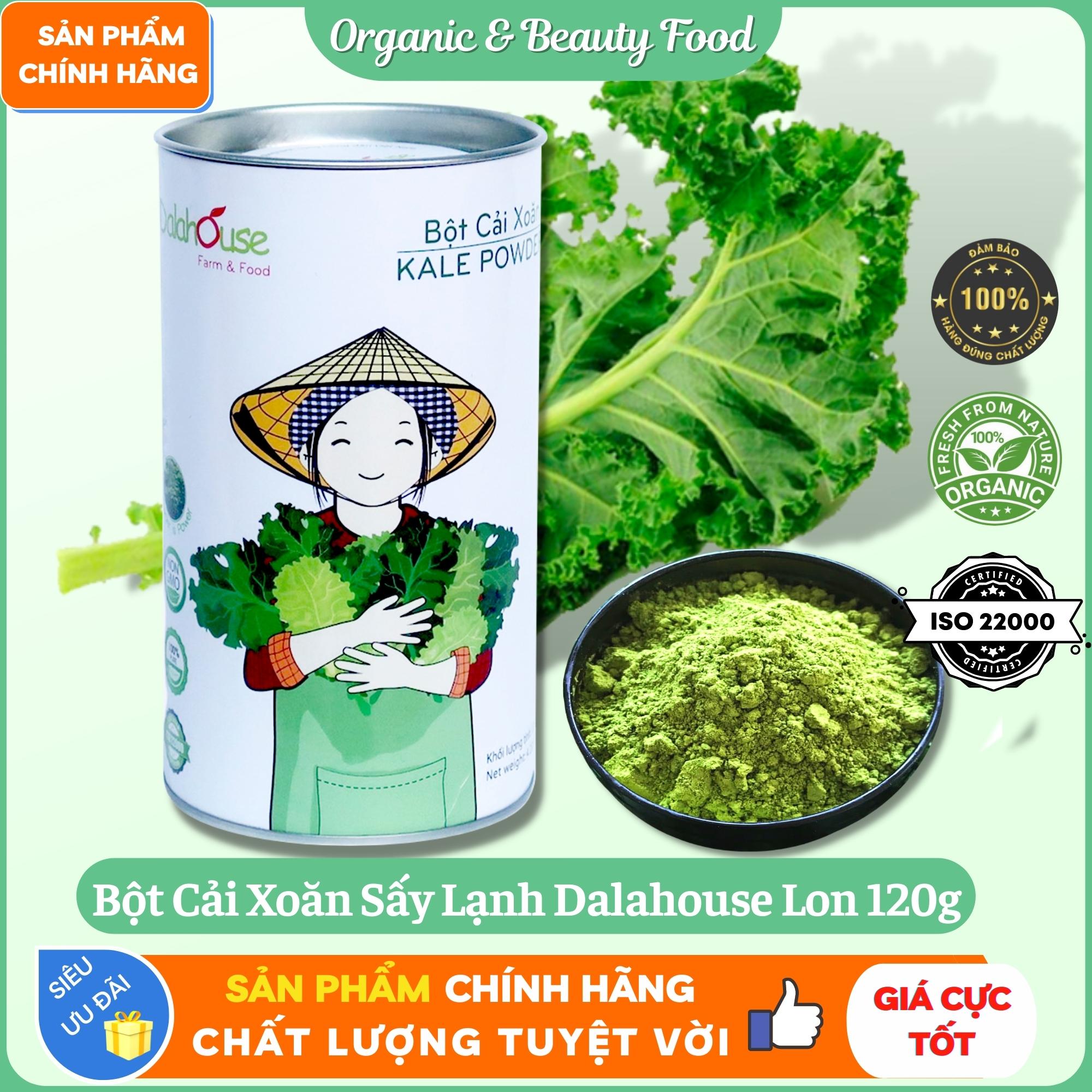 Bột Cải Xoăn (Cải Kale )Hữu Cơ Sấy Lạnh Dalahouse -  Lon 120g - Đào thải độc tố - Chống oxy hóa - Bổ sung canxi