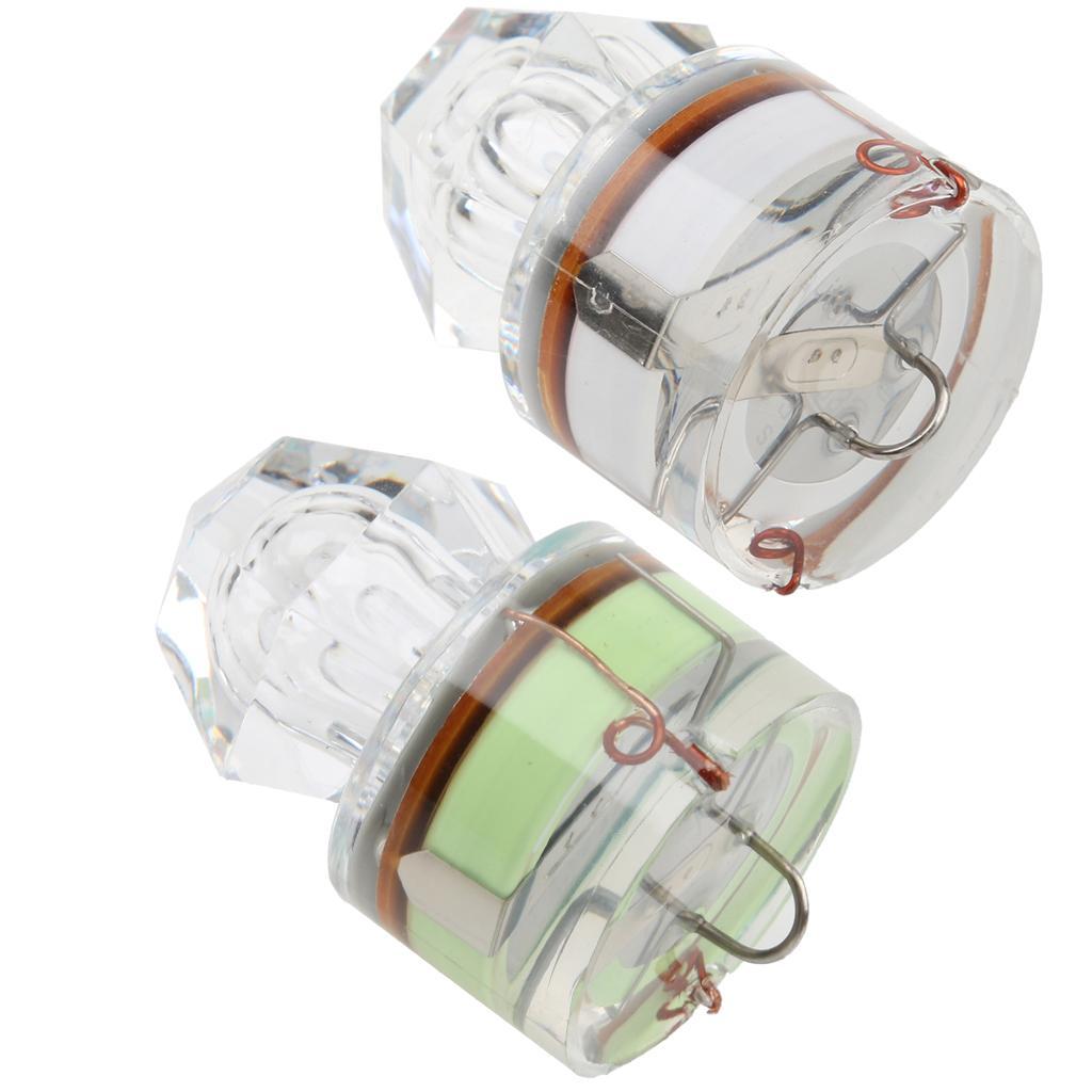 2 Pieces White and Green LED Deep Drop Diamond Fishing Flash Light Bait Lure Squid Strobe Lamp