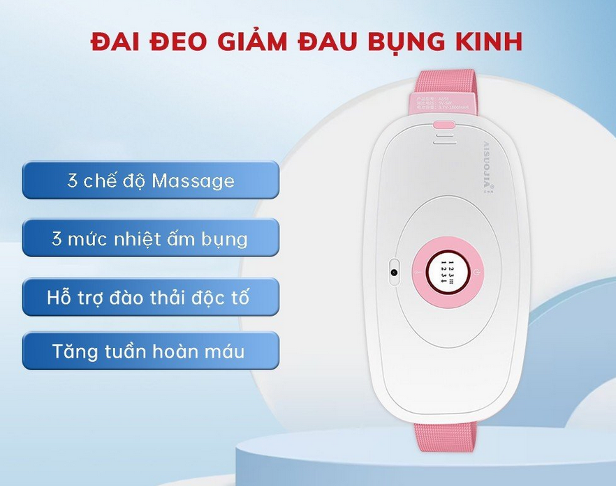 Máy chườm nóng hỗ trợ giảm đau bụng kinh có 3 mức nhiệt, Pin sạc UBS, món quà ý nghĩa tặng người yêu