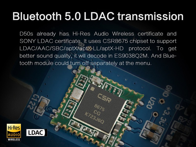 Bộ Giải Mã DAC Nghe Nhạc Lossness Bluetooth 5.0 Topping D50s - Hàng Chính Hãng