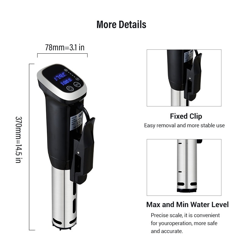 BioloMix Sous Vide máy nấu chậm nồi nấu chân không 1200W Bộ tuần hoàn ngâm mạnh mẽ điều khiển màn hình LED