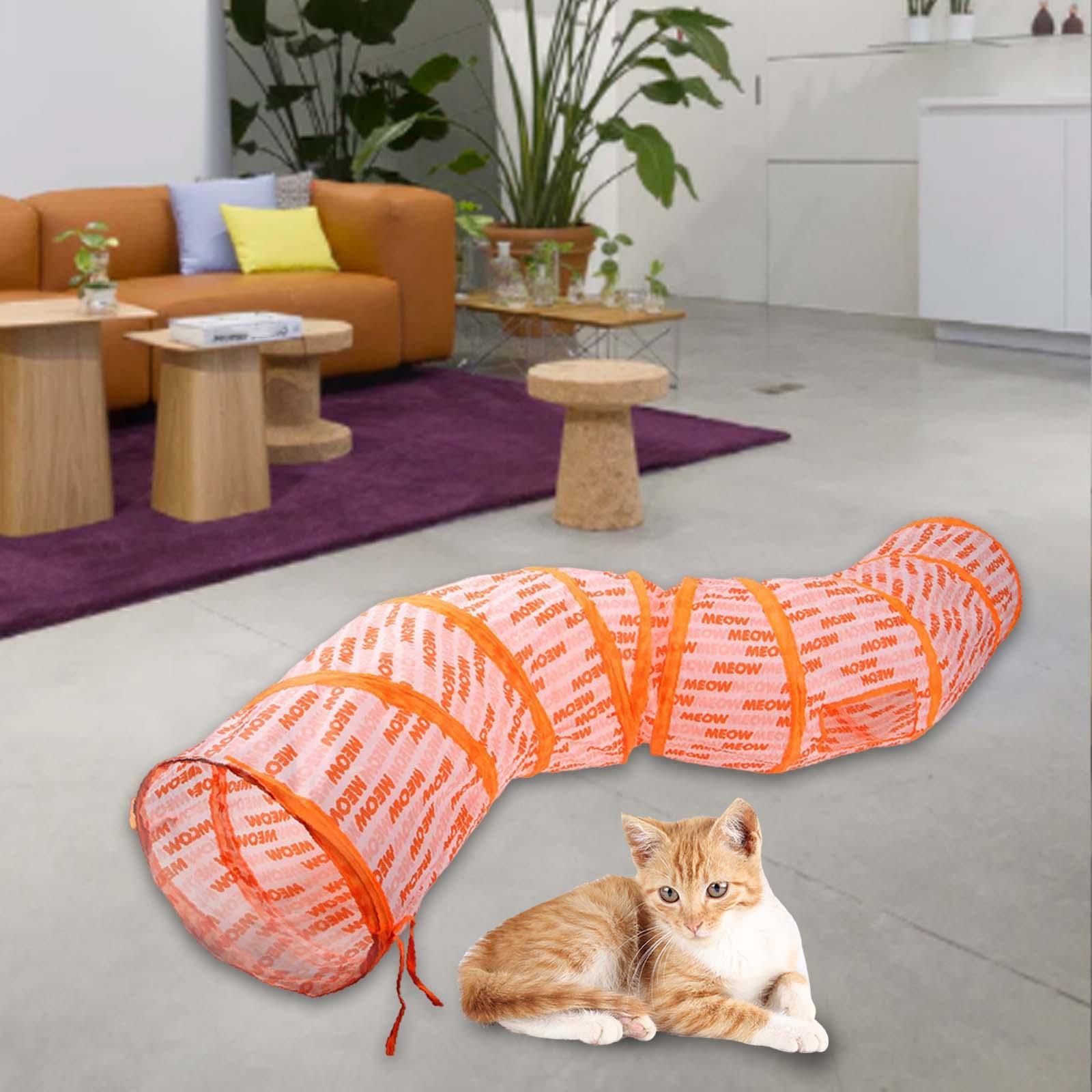 4 Pieces Cat Foldable Tunnel Toy for Bunny Kitten Small Animal Play Tunnel