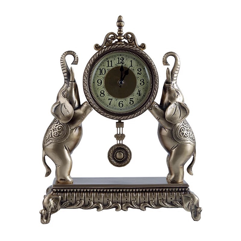 Đồng hồ để bàn Chất Liệu thuần đồng mặt kính cao cấp - Đồng hồ để bàn cổ điển đẹp sang trọng kích thước  31 x 13 x 39cm để kệ tủ trang trí phòng khách nhà ở.