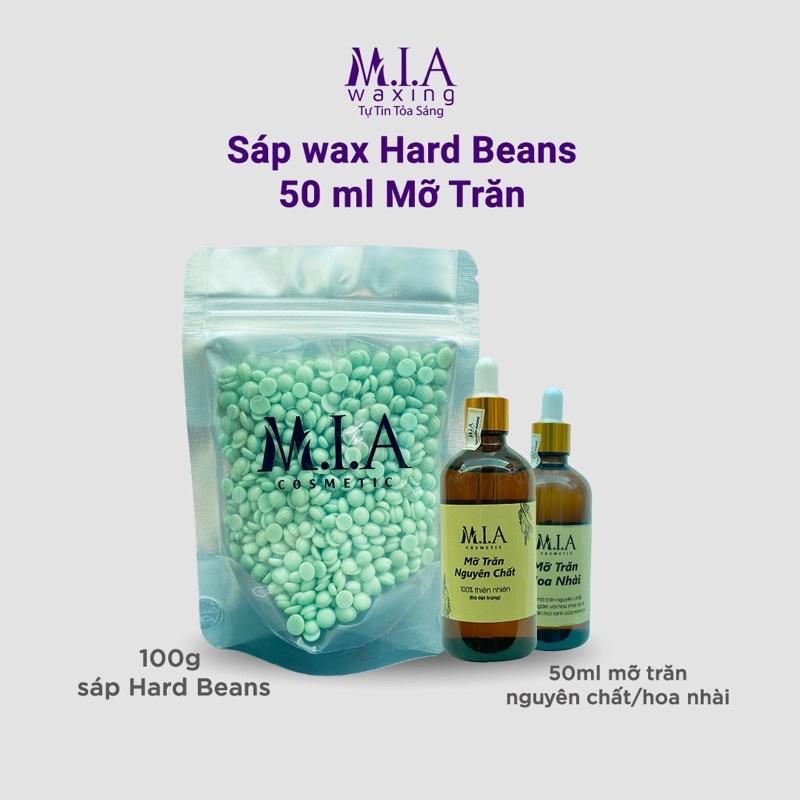 Combo 100gr Sáp Wax Lông Hard Beans + Mỡ Trăn tặng Que Phết Sáp